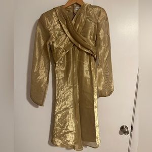 Giorgio Armani Women’s Gold Vintage Midi Dress Le Collezioni Size 8